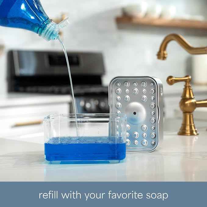 S&T INC. Dish Soap Dispenser and Sponge Holder, Sponge Included, Anti-Slid Feet - Image 3