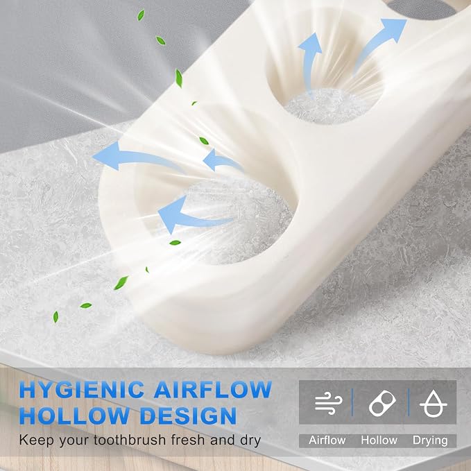 BCS Toothbrush Holder for Bathrooms, 4 Slots Marble Toothbrush and Toothpaste - Image 2
