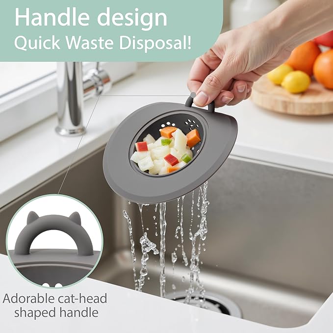 Li&Zhao Kitchen Sink Drain Strainer - 4 PCS Silicone Sink Strainer Drain Stopper Sink Plug 4.6˝ Diameter Rim Drain Catcher Kitchen Sink Drain Filter Basket (4 Colors)