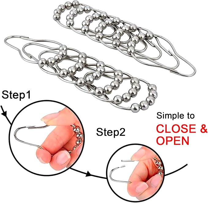 Shower Curtain Hooks Rings, Rustproof Metal Shower Curtain Rings - Image 3