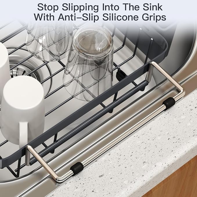 Grey Dish Drying Rack Over The Sink - Image 6