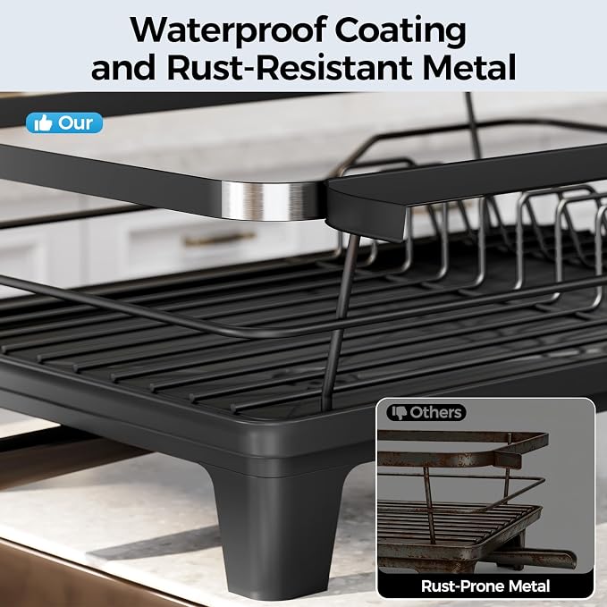 Urakify Dish Drying Rack for Kitchen Counter, 16.5" L x 12.2" W, Sink Dish Rack - Image 8