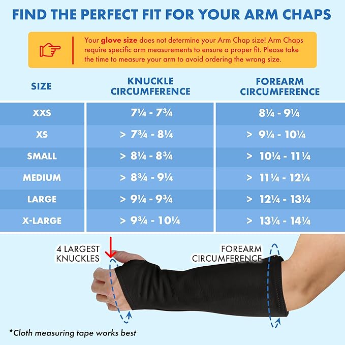 Arm Chaps Leather Protective Sleeves Arm Guard - Prevent Cuts, Scratches & Bruises - Genuine Cowhide - Ideal for Gardening & Construction - Left & Right Form-Fitting. Black (1 Pair/Large).