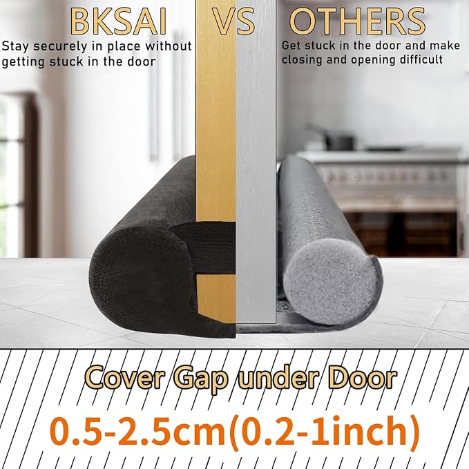 BKSAI Door Draft Stopper for Doors 31-39" No Adhesive Draft Stopper for Bottom - Image 3