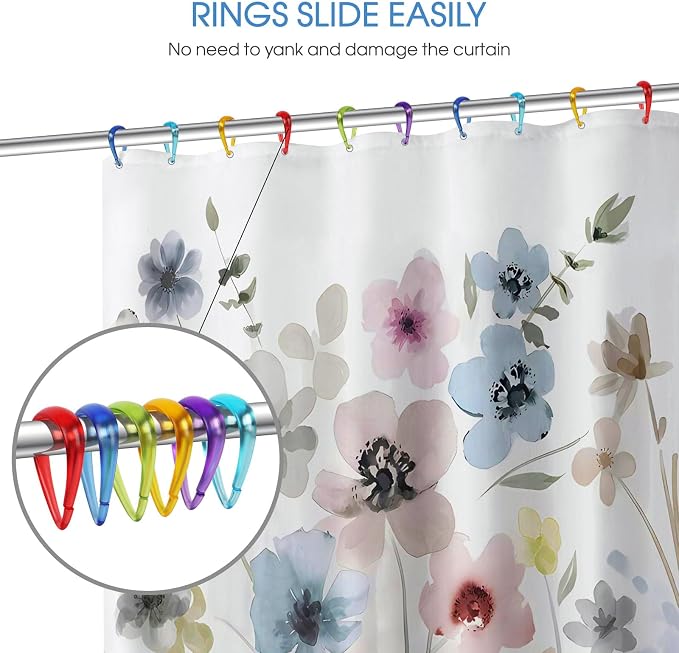 Top-spring 6 Colors Shower Curtain Hooks 12Pcs Drop Shaped Hooks - Image 3