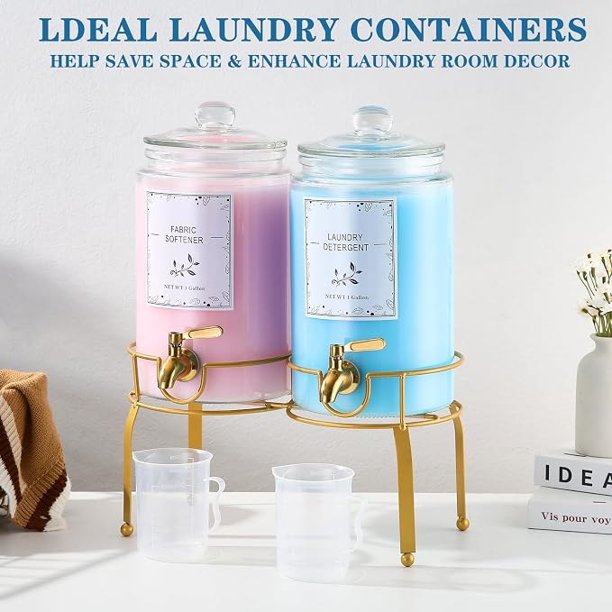 Glass Laundry Detergent Dispenser- 1 Gallon Glass Fabric Softener Dispenser - Image 3