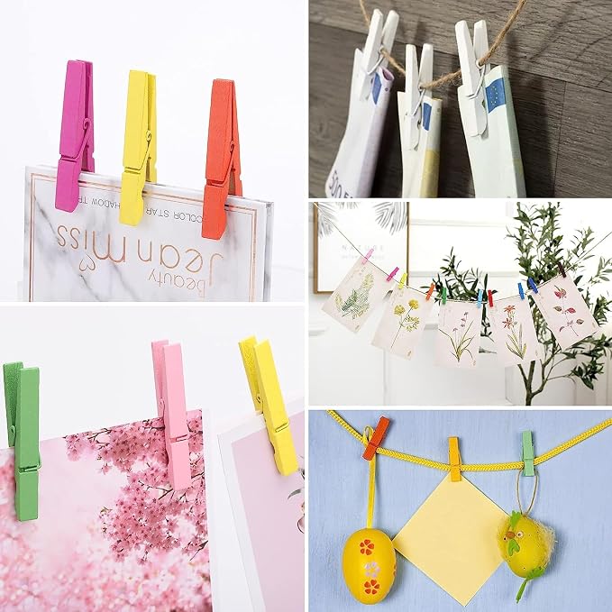 200pcs Colored Clothespins Wooden Clothes Pins, Wood Clips - Image 4