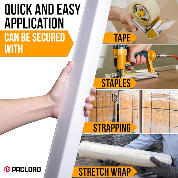 24" x 2" x 2" Reinforced Cardboard Edge Protectors, White (Pack of 100) – 0.12" Thick Medium-Duty Cardboard Corner Protectors for Shipping – American Quality V-Board Pallet Edge Guard