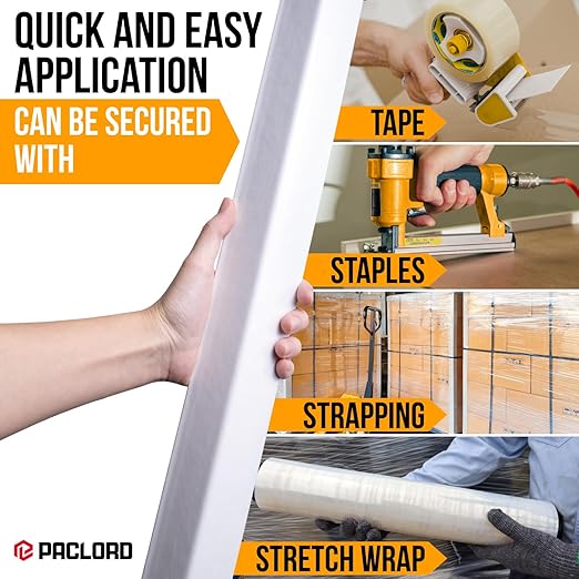 36" x 2" x 2" Reinforced Cardboard Edge Protectors, White (Pack of 48) – 0.12" Thick Medium-Duty Cardboard Corner Protectors for Shipping – American Quality V-Board Pallet Edge Protectors