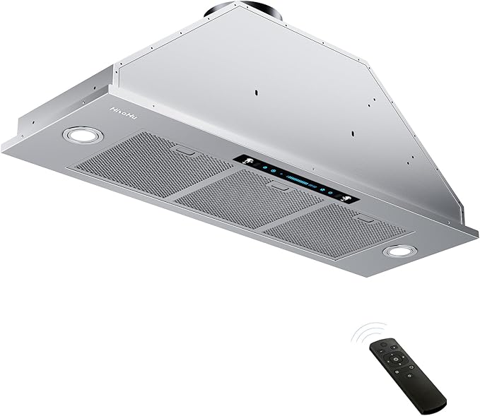 HisoHu Insert Range Hood 36 Inch, 900 CFM with Ducted Convertible Ductless (Kit Included), 4 Speed Gesture Sensing&Touch Control Panel, Stainless Steel Kitchen Vent (36 Inch)