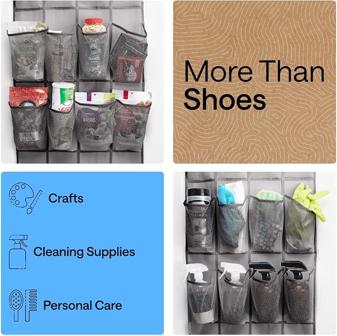 GORILLA GRIP Over the Door Shoe Organizer, 12 Large Pockets, Space Saving - Image 6