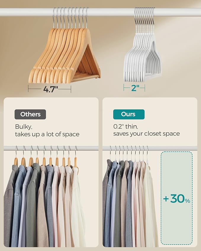 SONGMICS Plastic Clothes Hangers, Space-Saving | 0.2 Inches Thick, 17.7 Inches - Image 6