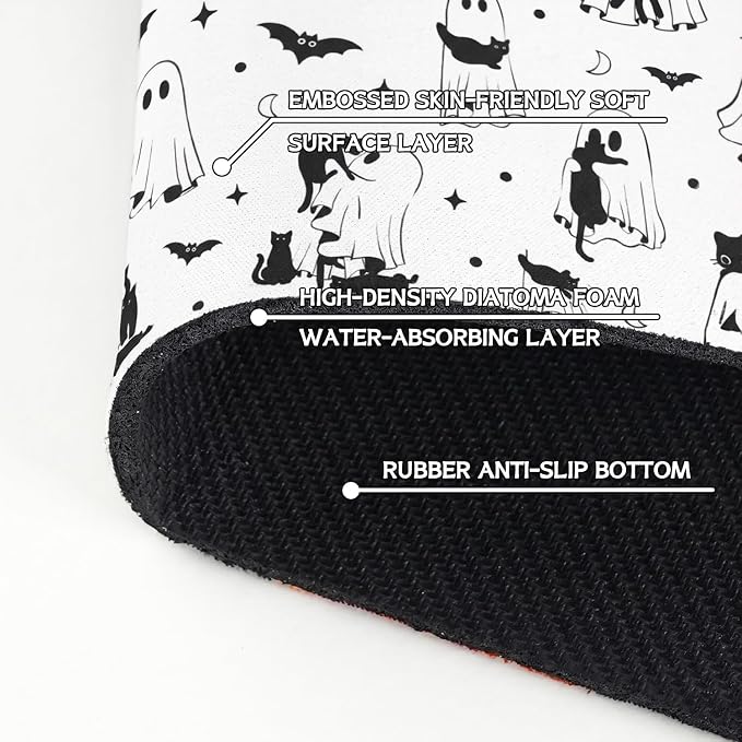 Halloween Kitchen Sink Splash Guard Faucet Mat, Cats Ghosts Bat Halloween - Image 5