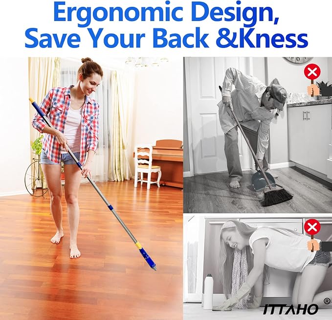 2 Pack Grout Brush with Long Handle, 56.5'' Swivel Grout Cleaning Brush - Image 4