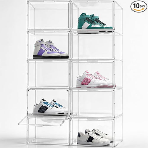 10 Pack Acrylic Shoe Boxes, Stackable Organizer by DAYOOH