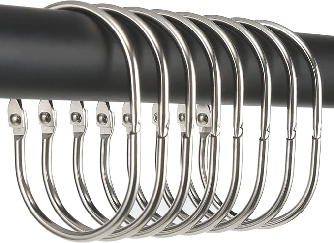 24 Pcs Shower Curtain Rings, Shower Curtain Hooks, Oval Snap Shower Rings by Goowin
