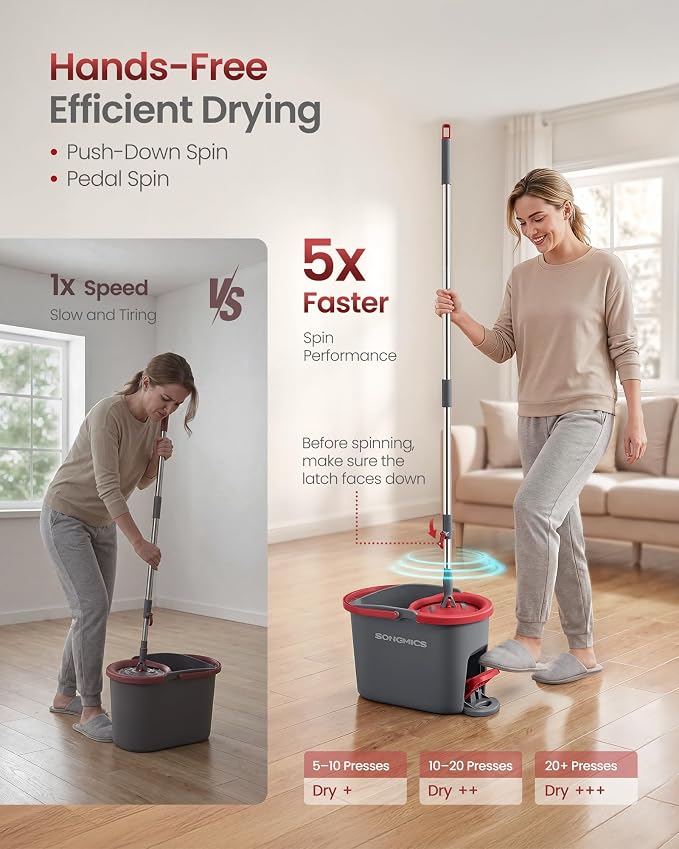 SONGMICS Spin Mop and Bucket Set - Image 3