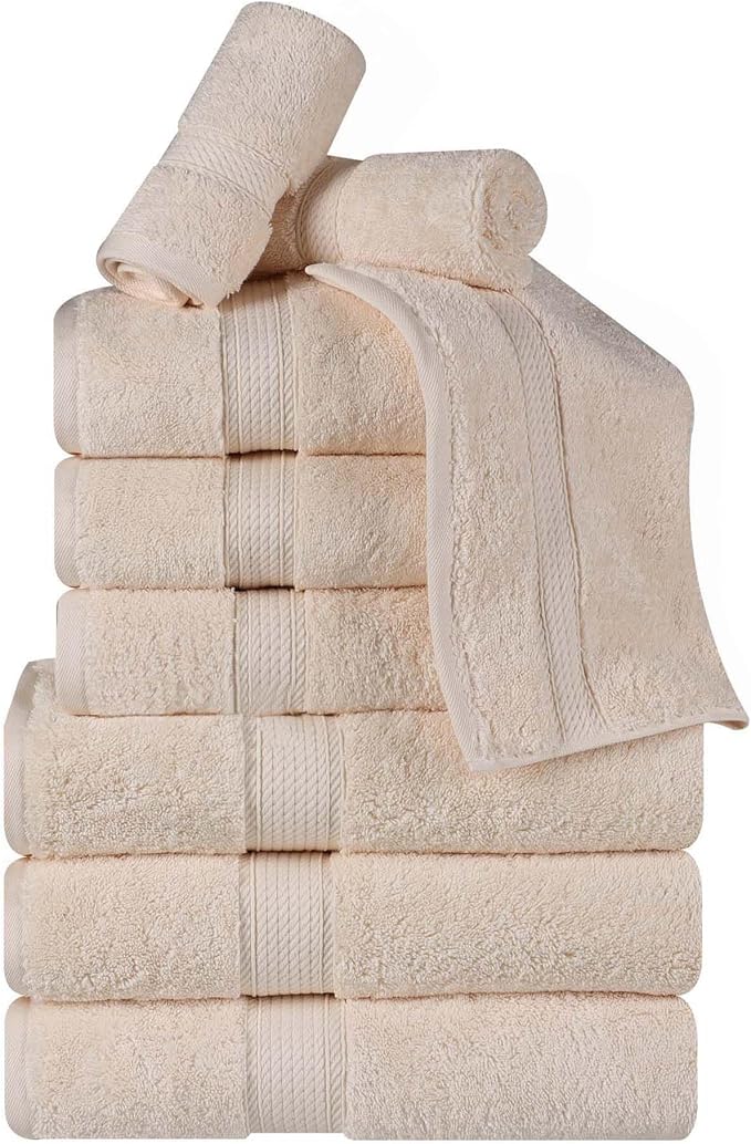 Superior Egyptian Cotton 800 GSM Plush & Absorbent, 9 Piece Set, Cream | Quick - Image 2
