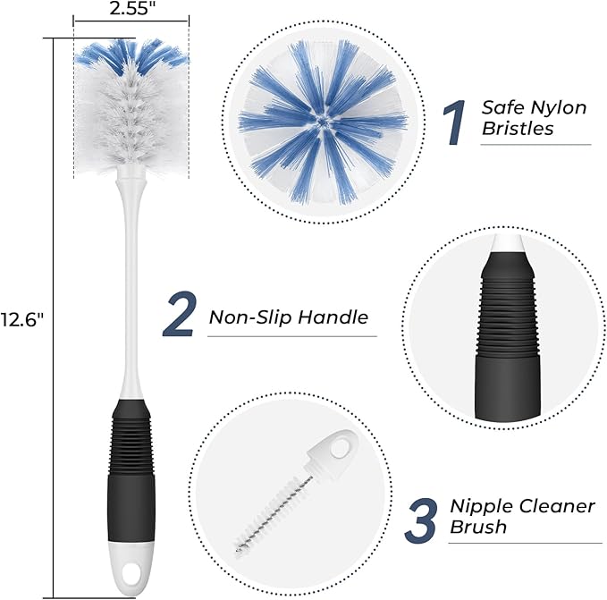 Bottle Brush Cleaner, Long Flexible Handle Bottle Brush Scrub - Image 2