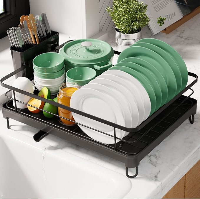 Kitsure Dish Drying Rack for Kitchen Counter, 12.7''W x 16.7''L, Cutlery Holder by Kitsure