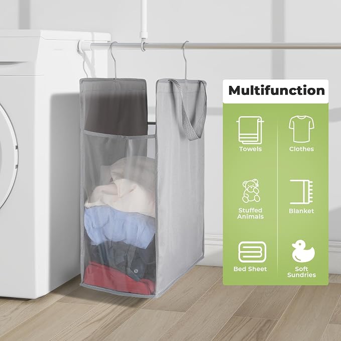 FENTEC 1 Pack Grey Hanging Laundry Hamper，Laundry Hamper Bag - Image 5