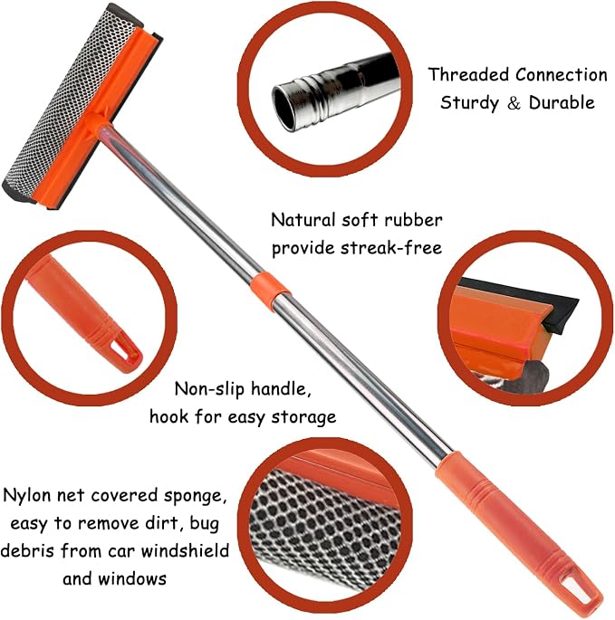 Window Squeegee for Window Cleaning, Squeegee Window Cleaner Tool 2 in 1 Car - Image 4