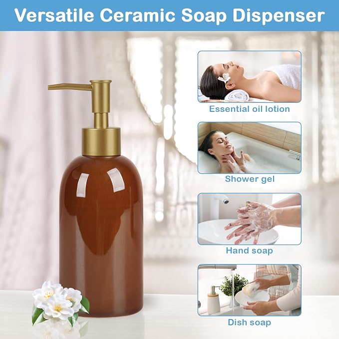 Natheeph 14OZ Ceramic Soap Dispenser Can Fill Liquid - Image 6