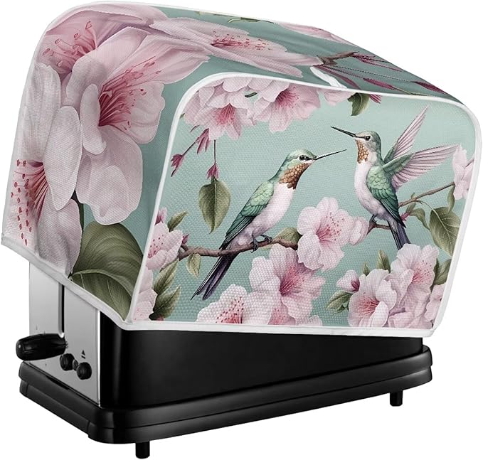 Hummingbird Peach Blossom Print 2 Slice Toaster Cover Dustproof Fingerprint Protectors for Kitchen Small Appliance Kitchen Home Decor