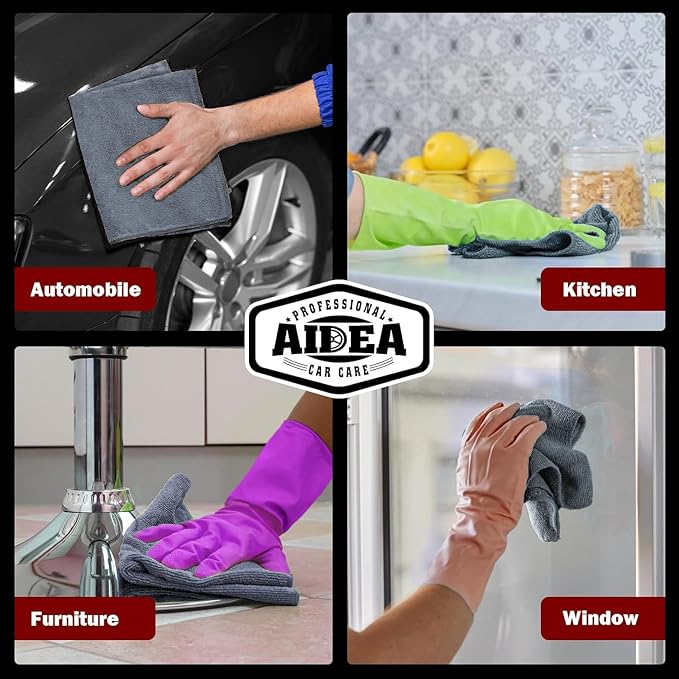 AIDEA Microfiber Cleaning Cloth Grey 150PK, Shop Towels Shop Rags 12×12" | - Image 5