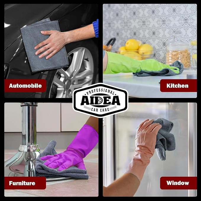 AIDEA Microfiber Cleaning Cloth Grey 50PK, Microfiber Towels, 12×12" | Premium - Image 5