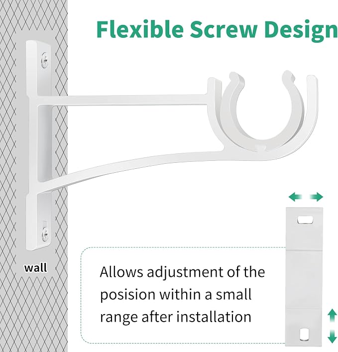 KOLAKO Curtain Rod Bracket, Heavy Duty Holders, 12 Pack White Hooks Hangers - Image 7