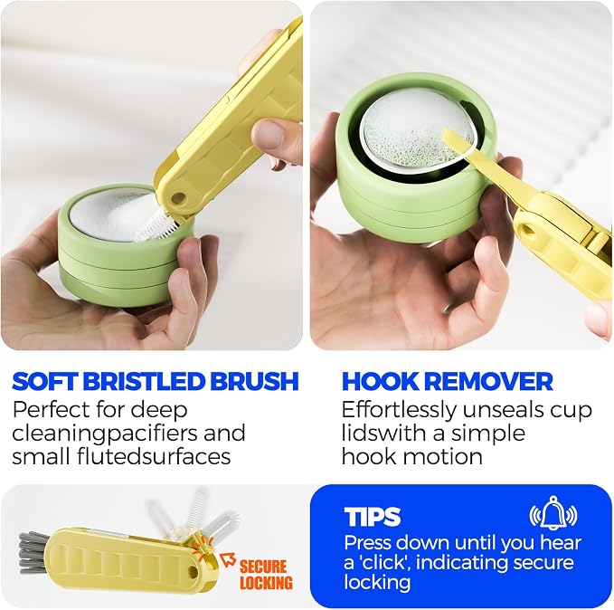 Holikme 6 Pack 4 in 1 Cup Lid Cleaning Brush 3 Straws Bottle Brush, Silicone - Image 4