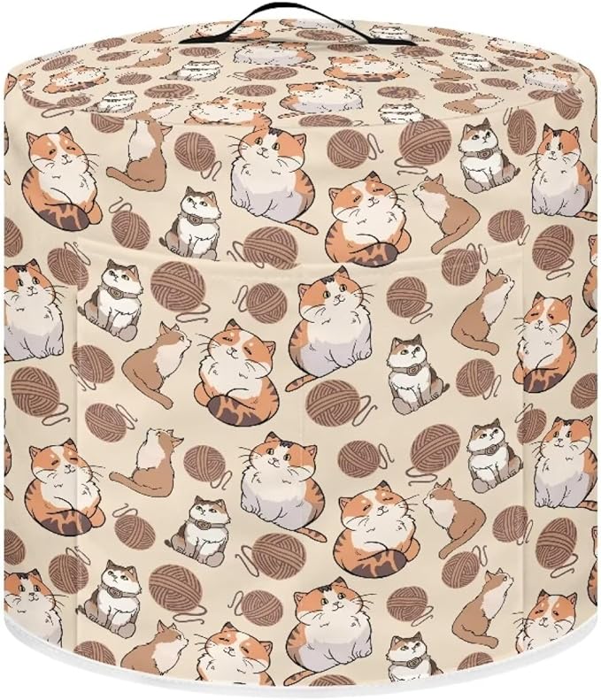 TODIYADDU Woolen Cat Pressure Cooker Cover with Handle and Storage Pocket for Extra Accessories Portable Kitchen Small Appliance Dust Cover Protective Case Cover for Air Fryer Toaster Accessories