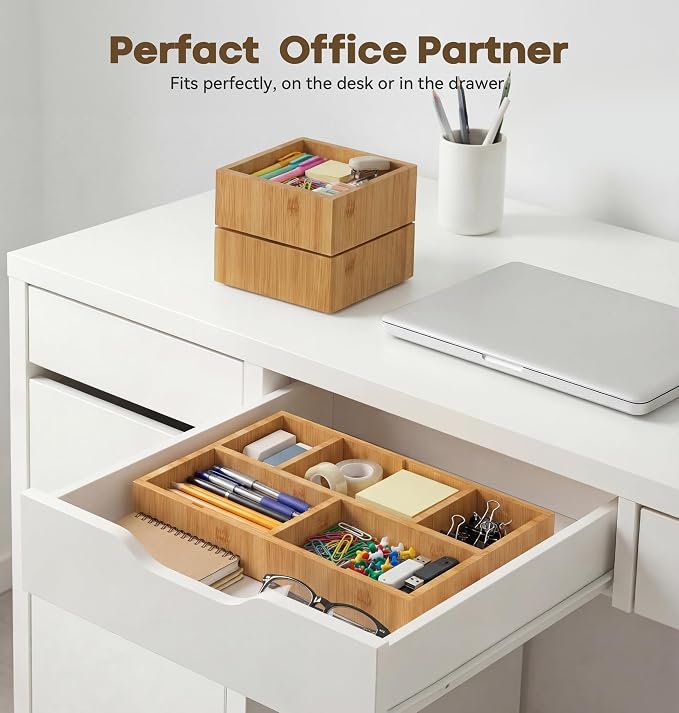KOCWELL Bamboo Desk Drawer Organizer - Image 5