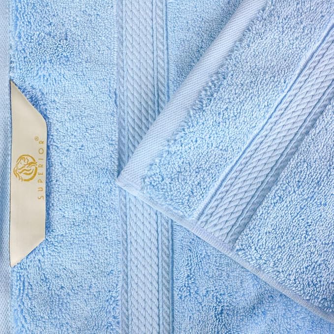 Superior Egyptian Cotton Plush & Absorbent, Face Towel Set of 6, Light Blue | - Image 6