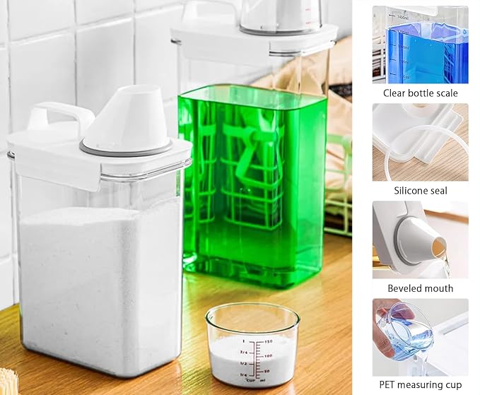 78oz Clear Laundry Detergent Dispenser, Double Sealed Storage Container - Image 4