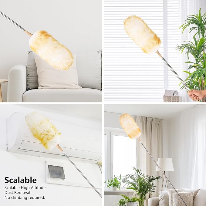Lambswool Extendable Duster 32-98 Inch, Anti-Static Flexible Head, Stainless - Image 5