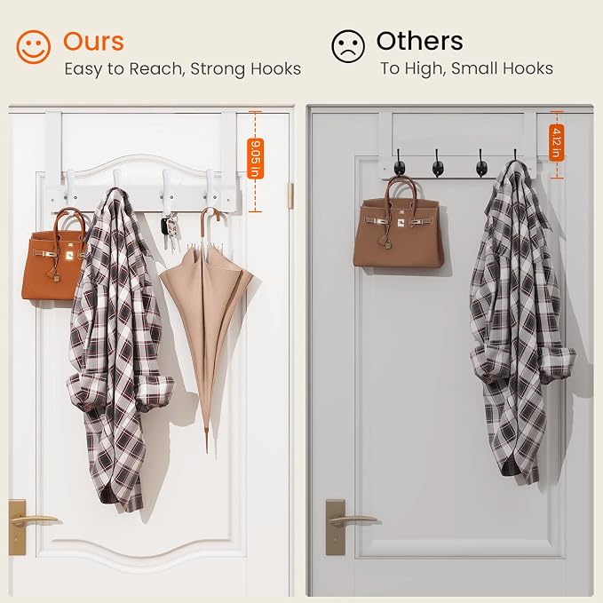 Over The Door Hooks Heavy Duty, Wood Over Door Hanger Hook, Over Door Towel Rack - Image 8