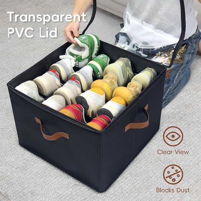 Shoe Organizer for Closet, 3 Pack Shoe Storage Bins - Image 6
