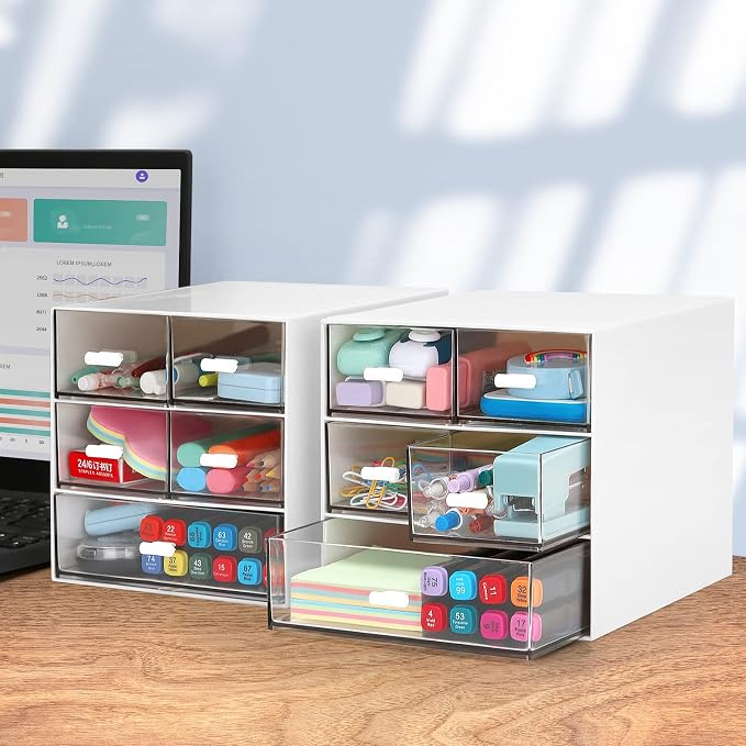 Desk Organizer with 5 Drawers, Rectangular Office Stationery Supplies Desktop - Image 2