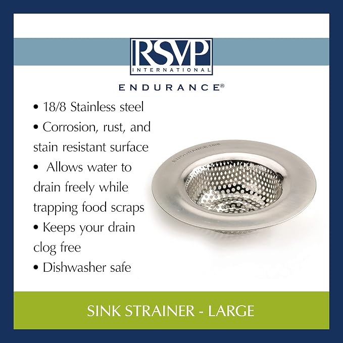 RSVP International Endurance® Stainless Steel Large Sink Strainer, 4.5" | Traps - Image 6
