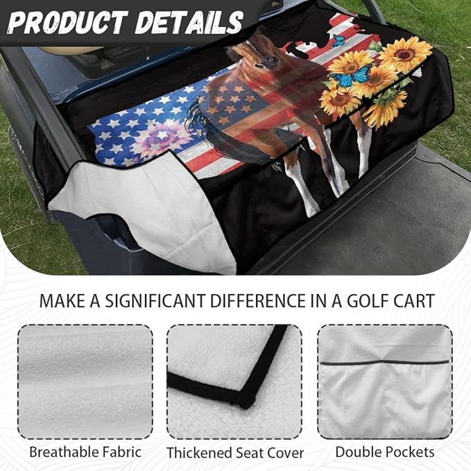 Golf Cart Seat Cushion Cover Designed for Outdoor Conditions, Made with Soft Microfiber Fabric, Waterproof Layer and Non-Slip Backing