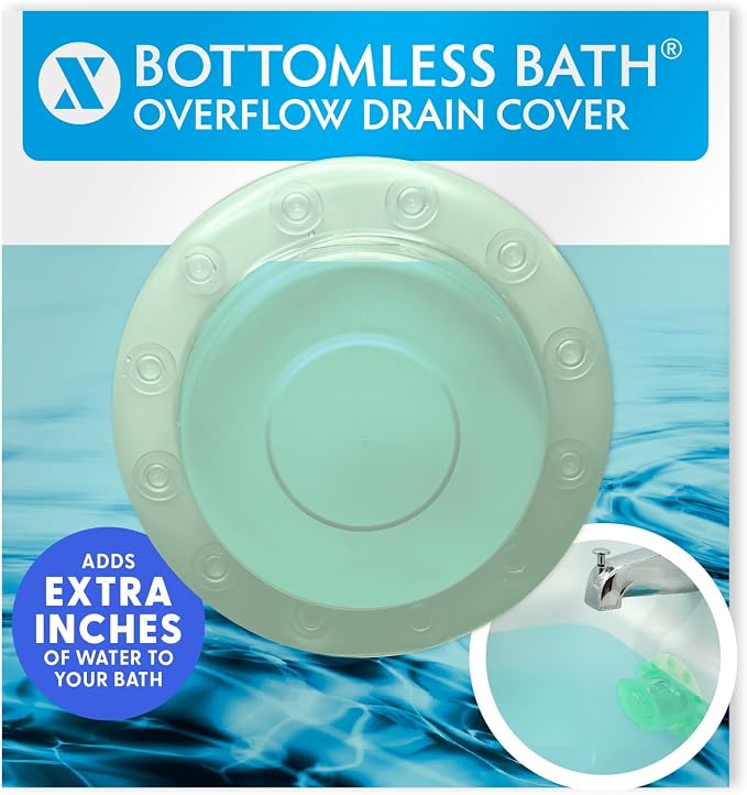 SlipX Solutions Bottomless Bath Overflow Drain Cover Accessory, Lt Green | Adds by SlipXSolutions