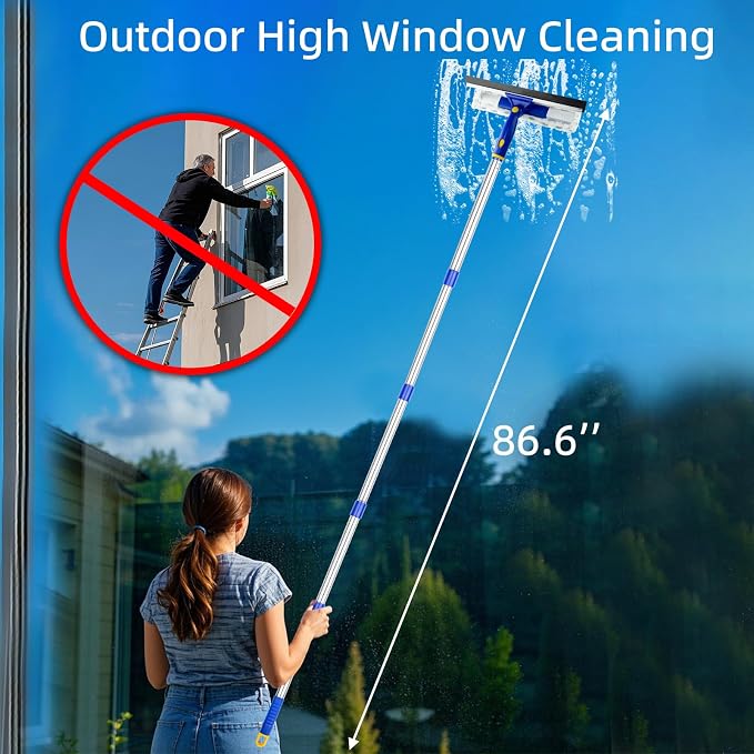 86.6" Window Squeegee Cleaner, 2 in 1 Window Cleaning Tool Kit, Shower Squeegee - Image 4