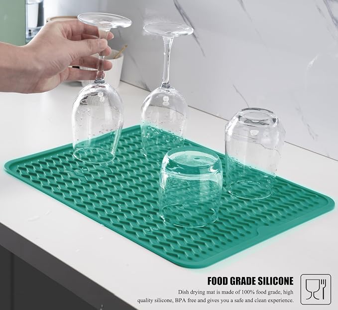 Silicone Dish Drying Mat, Non-Slip Easy Clean Sink Mat, Large Heat-resistant - Image 5