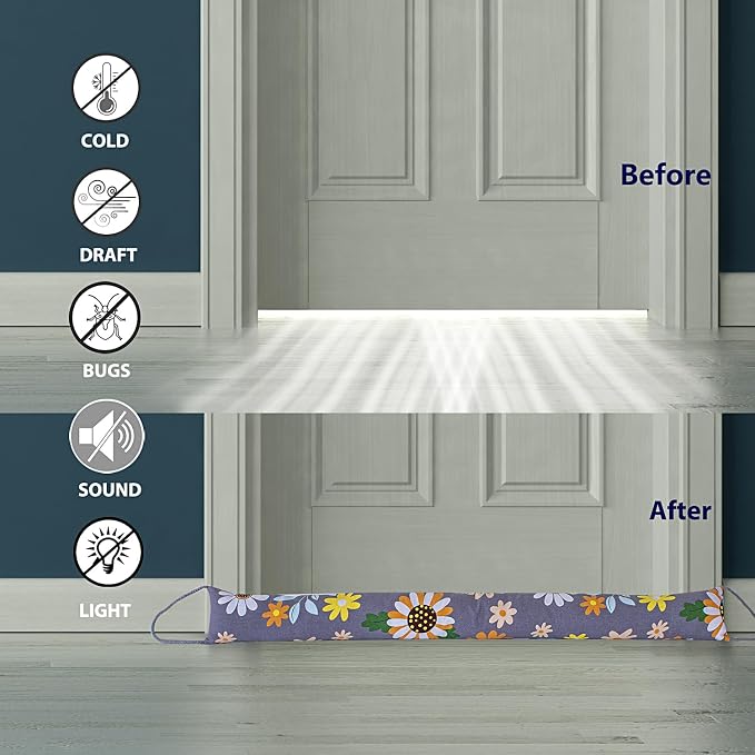2 Pack 60 Inch 4 Inch Wide Under Door Blocker Door Draft Stopper - Image 3