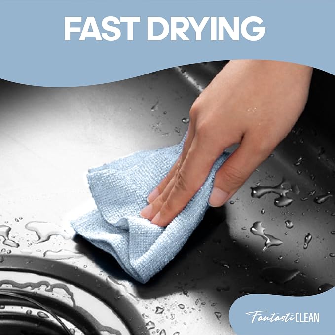Fantasticlean Microfiber Cleaning Cloth Roll, 60 Pack, Baby Blue - Image 5