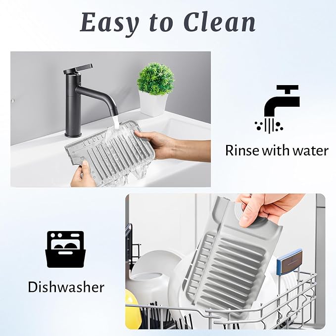 PoYang 24 Inch Faucet Mat for Kitchen Sink Splash Guard, Light Grey | Sink - Image 9