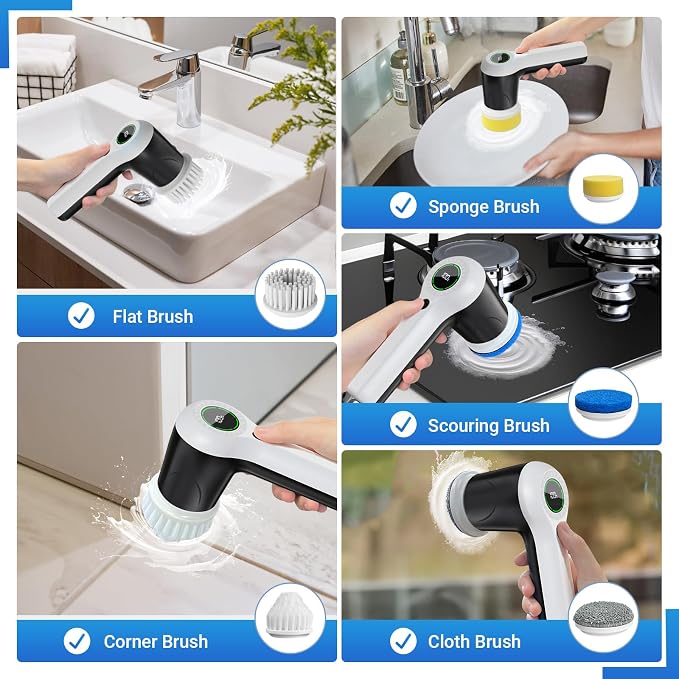 PUFTEM Electric Spin Scrubber, Cordless Shower Scrubber | Battery Level Display - Image 4