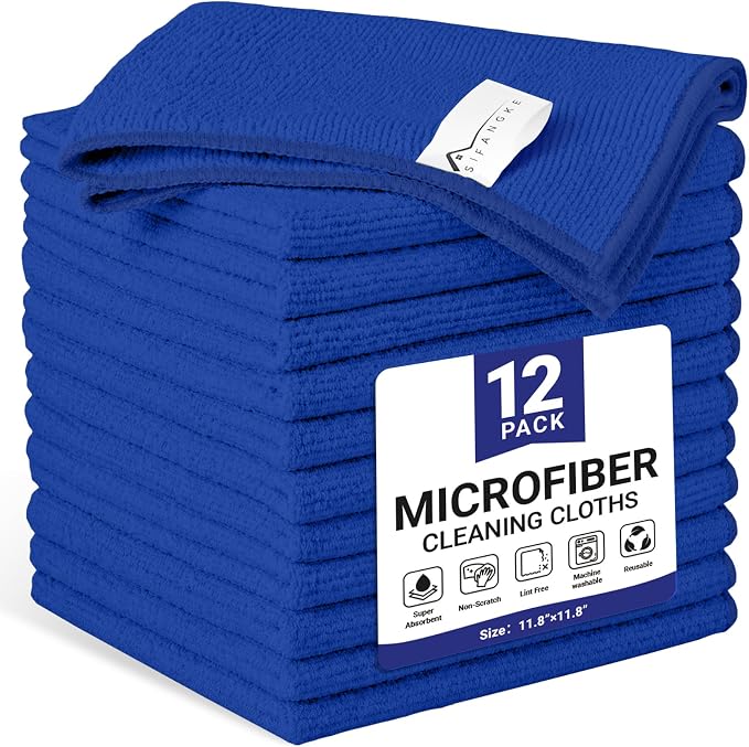 SIFANGKE Microfiber Cleaning Cloth, 12 Pack RoyalBlue Cleaning Rags by Unknown